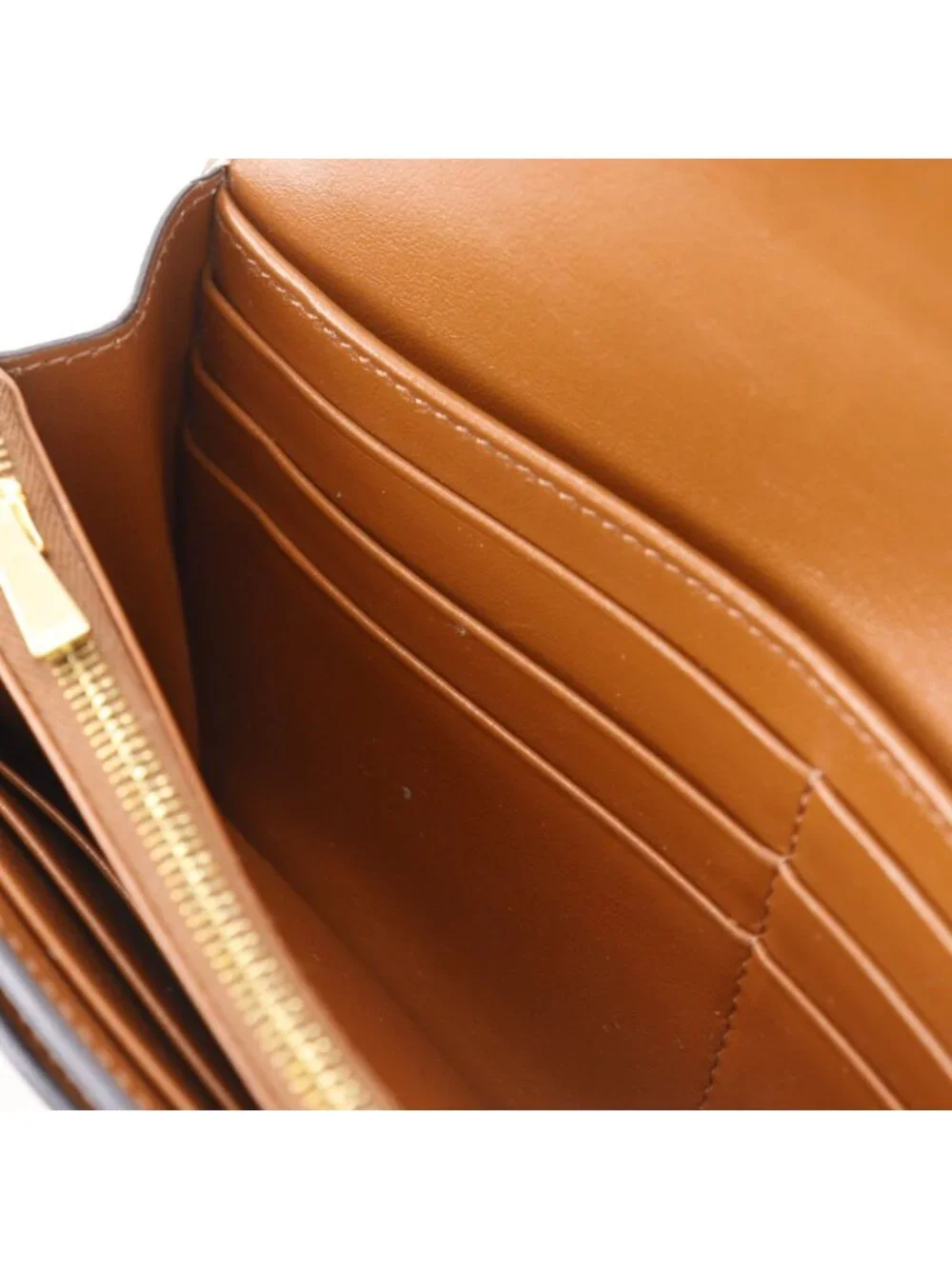 Celine Triomphe Large Flap Wallet Tan Black